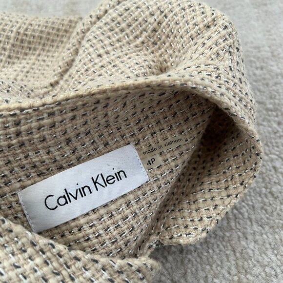 Calvin Klein Cotton Tweed Zip Up Blazer Work Jacket 4P Petite - Picture 2 of 10